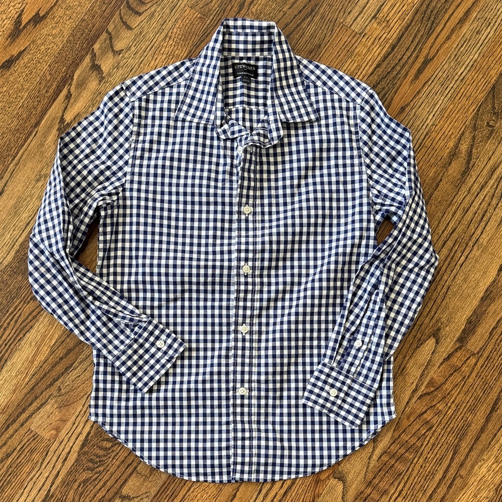 Crewcuts Navy and White Gingham Button Down Shirt